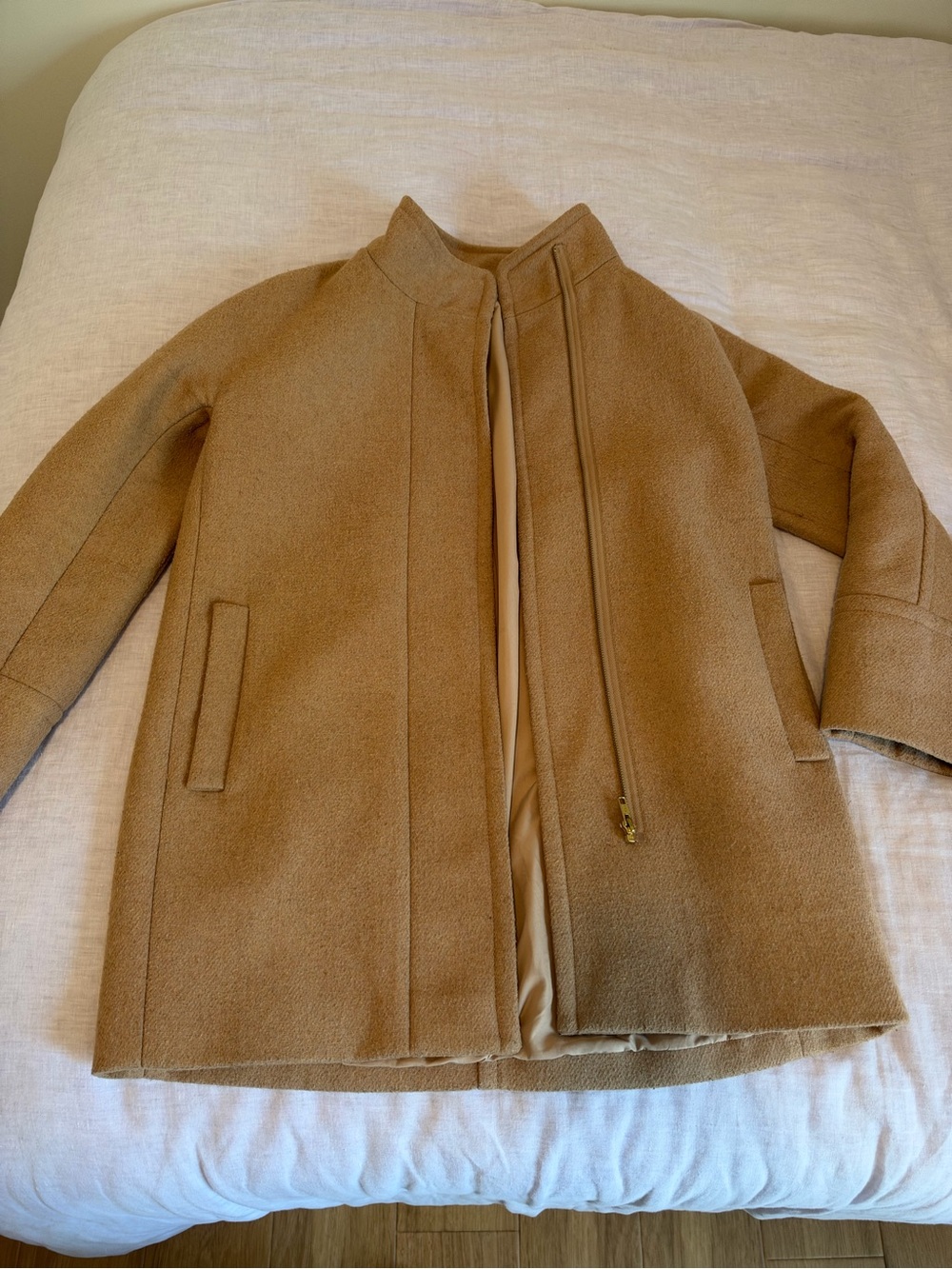 J. Crew Camel/Tan Wool Pea Coat with Zip Front